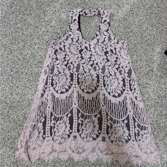 Abbeline Dresses & Skirts - Abbeline light pink and Burgundy Lace Dress
